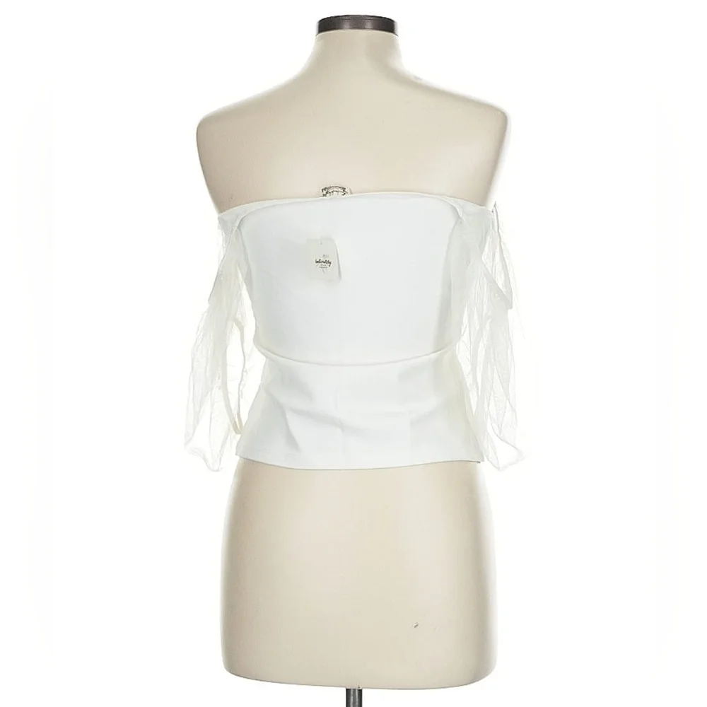 Free People Intimately Off-Shoulder Mesh Sleeve Top | Size L | NWT